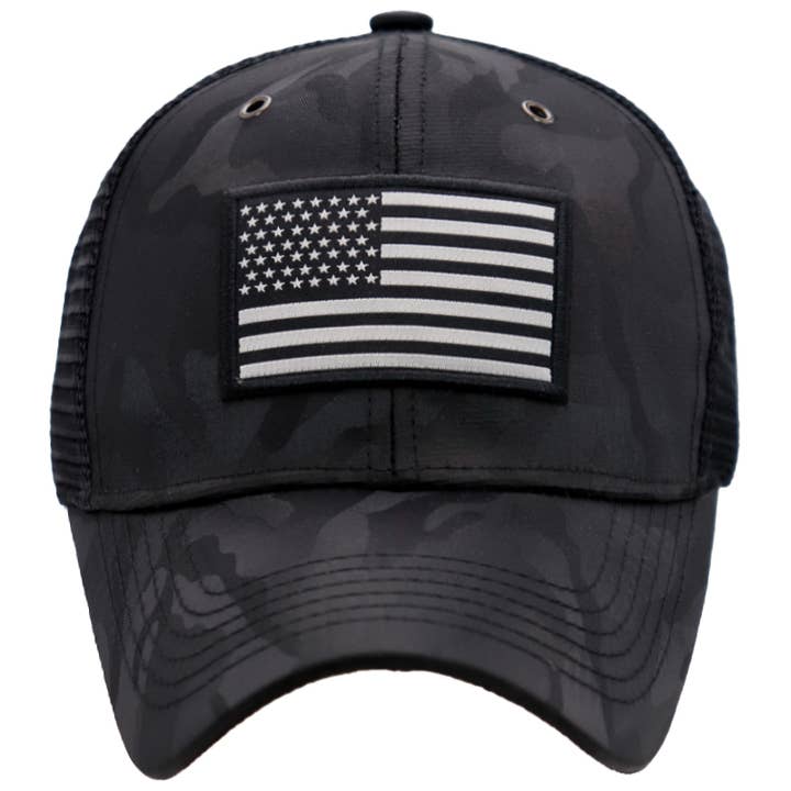 Cap Zone - Wholesale Trucker Hat - Unisex - American Flag Camo Mesh Trucker Hat1