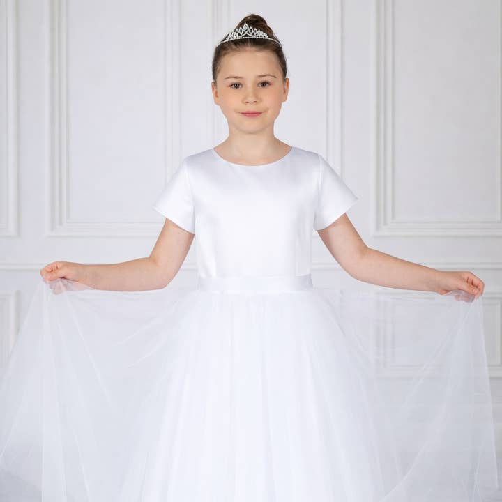 FIRST COMMUNION 2026! White, tulle dress for girls for wholesale by Bajabella
