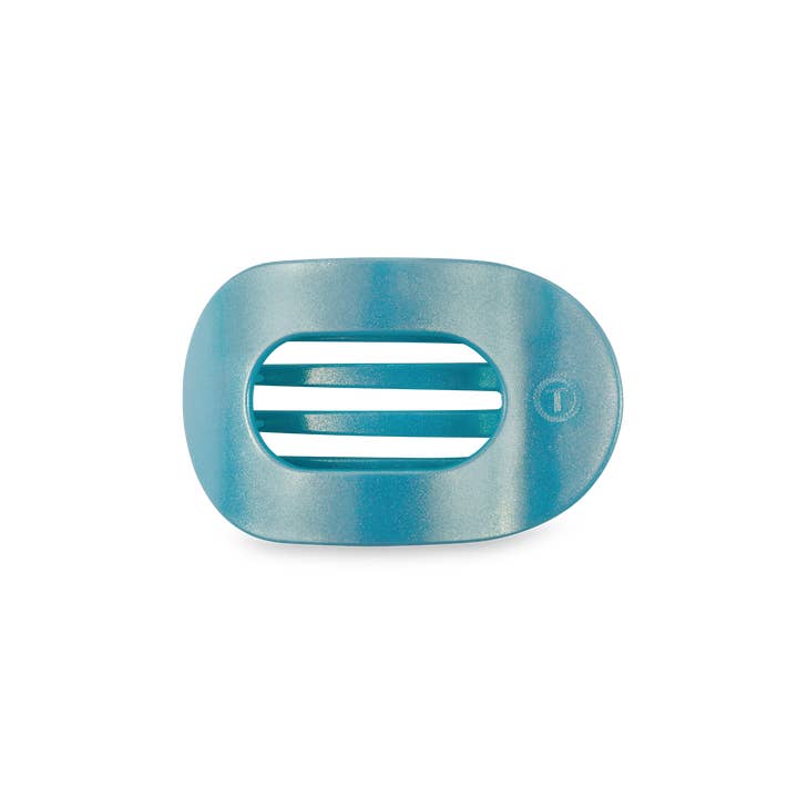 TELETIES - Wholesale Hair Clip - Women's - Round Flat Hair Clip | Small | Blue Seas