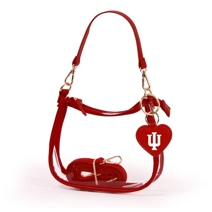 Indiana Hoosiers Clear Clara Purse with Heart Charm for wholesale by Desden