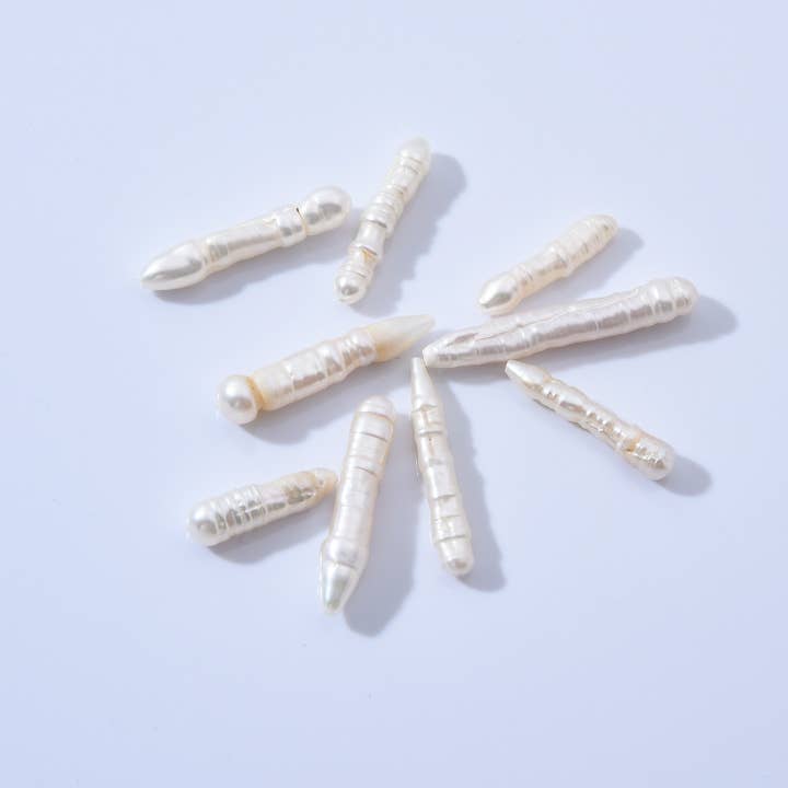 Beads Creation - Wholesale Beads - Top to Bottom Drill Pearl Bead Toothpick Pillar Pearl FWP0112