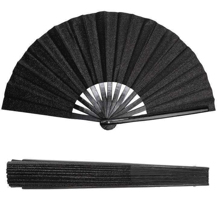 SP Sophia Collection - Wholesale Handheld Folding Fan - Glittered Nylon Fabric Folding Hand Fan