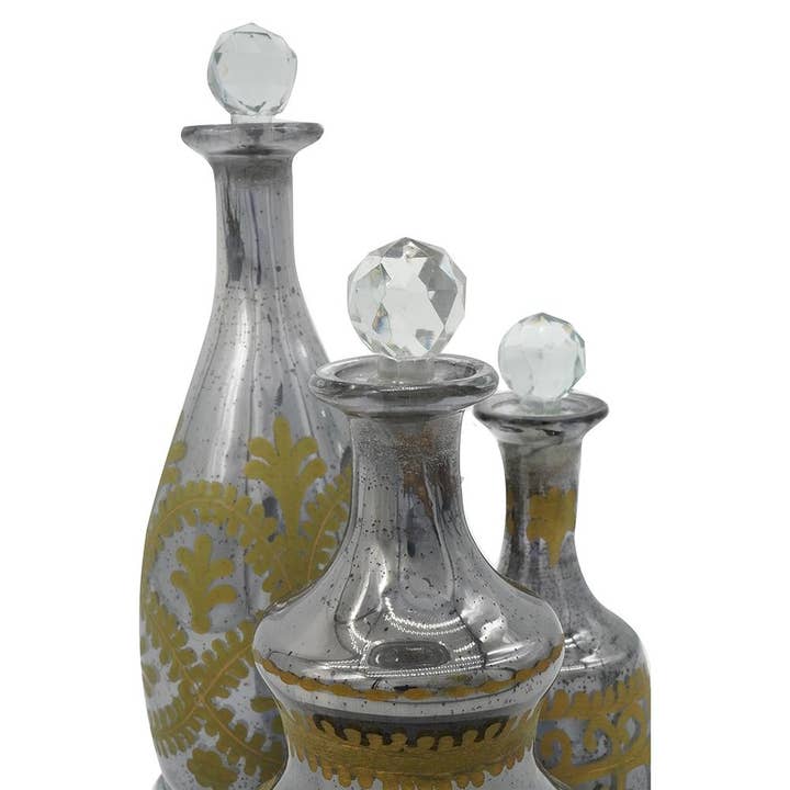 A&B Home Group Inc. - Vente Bocal décoratif - S/3 Carafes - Argent/Transparent/Or3