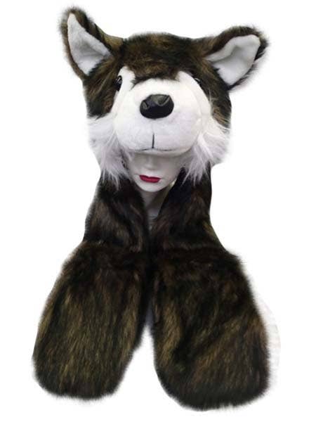 Husky Hat With Long Scarves And Mittens for wholesale by Cap Zone