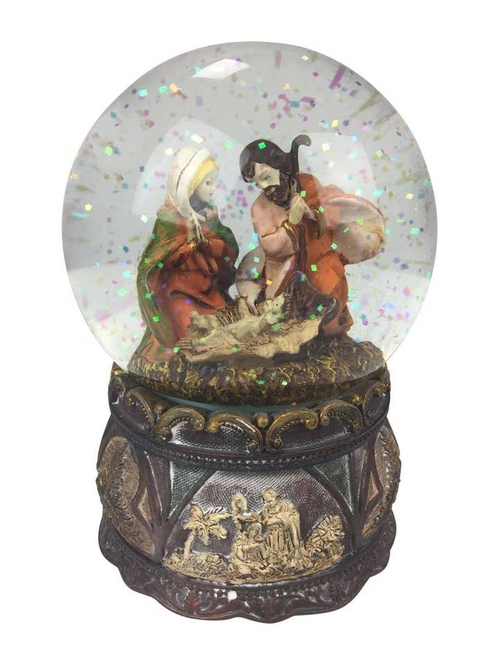 Glitter Ball With Nativity Scene for wholesale by Musicbox Kingdom