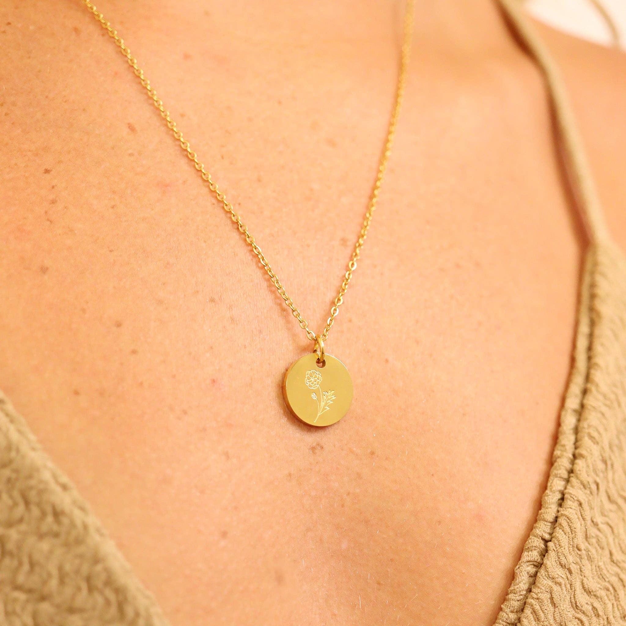 WJW - Wholesale Individual Charm/Pendant - 18K Gold PVD Stainless Steel Birth Flower Charm5