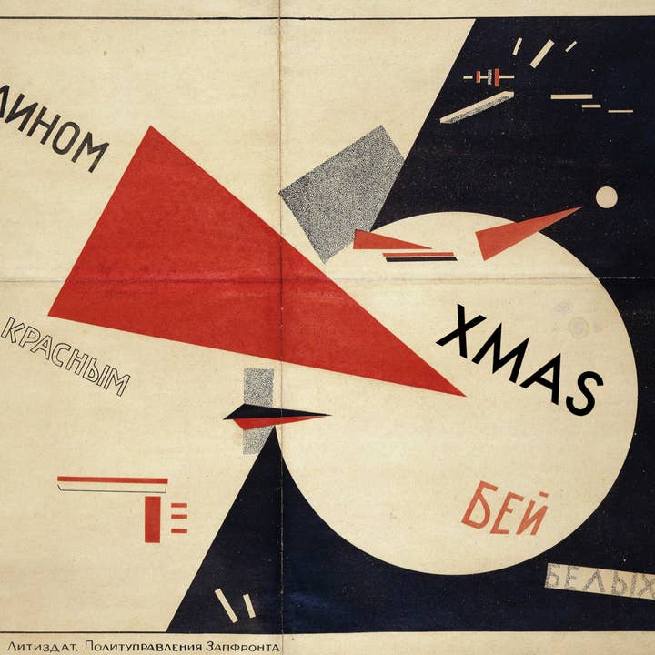 The Retrospect Group Collection - Wholesale Christmas Card - Beat the Whites with the Red Wedge, 1919 by El Lissitzky 50's Christmas Cartoon Holiday Cards