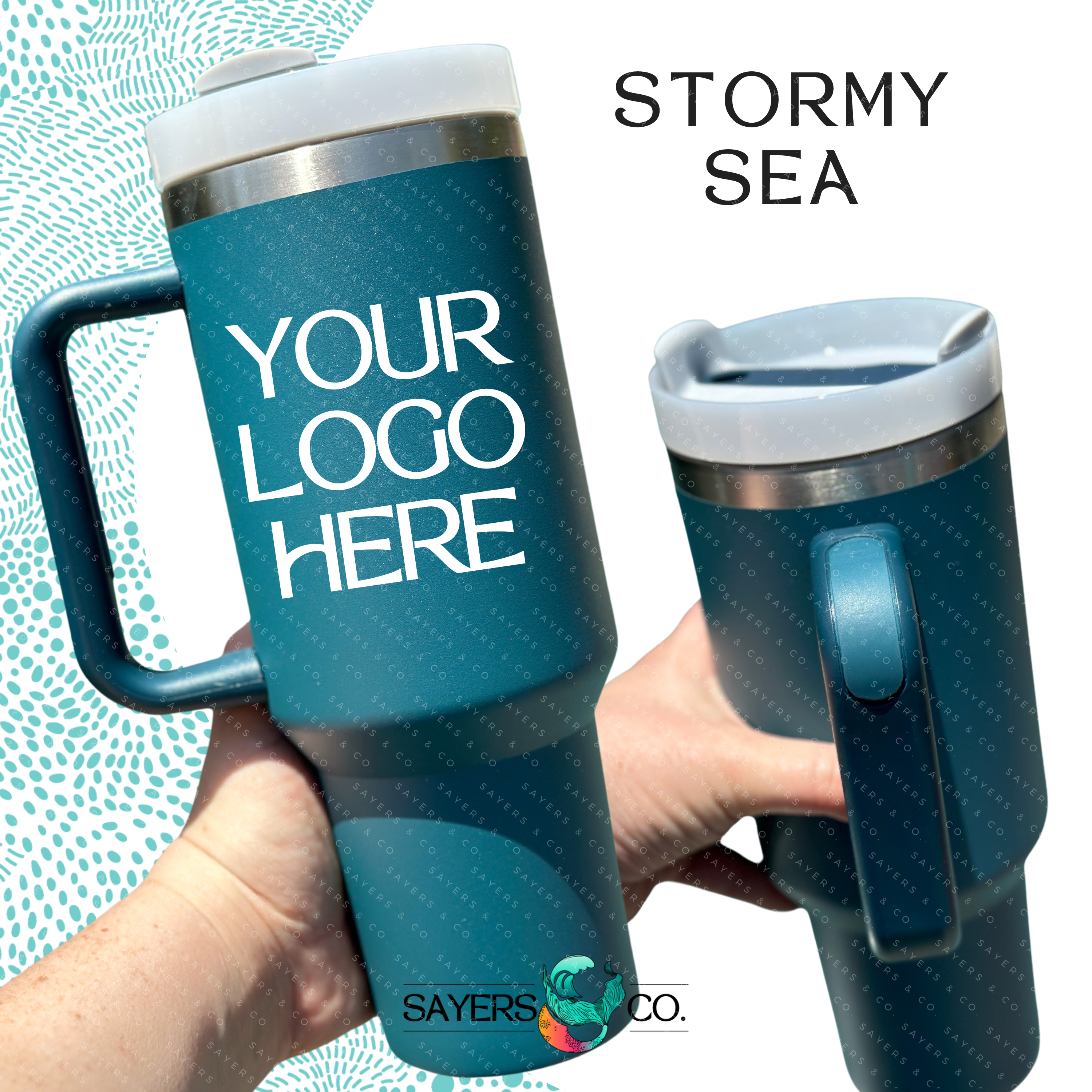 Sayers & Co. - Wholesale Insulated Mug/Tumbler - CUSTOM DECAL LOGO- 40 oz Double Walled Screw Matte Tumbler19
