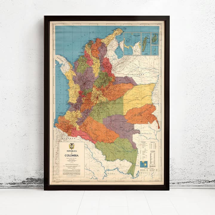 Mapa Antigo da Colômbia Mapa Vintage da Colômbia | Impressão de Arte de Parede de Mapa Vintage for wholesale by OldCityPrints - Old Maps and Posters