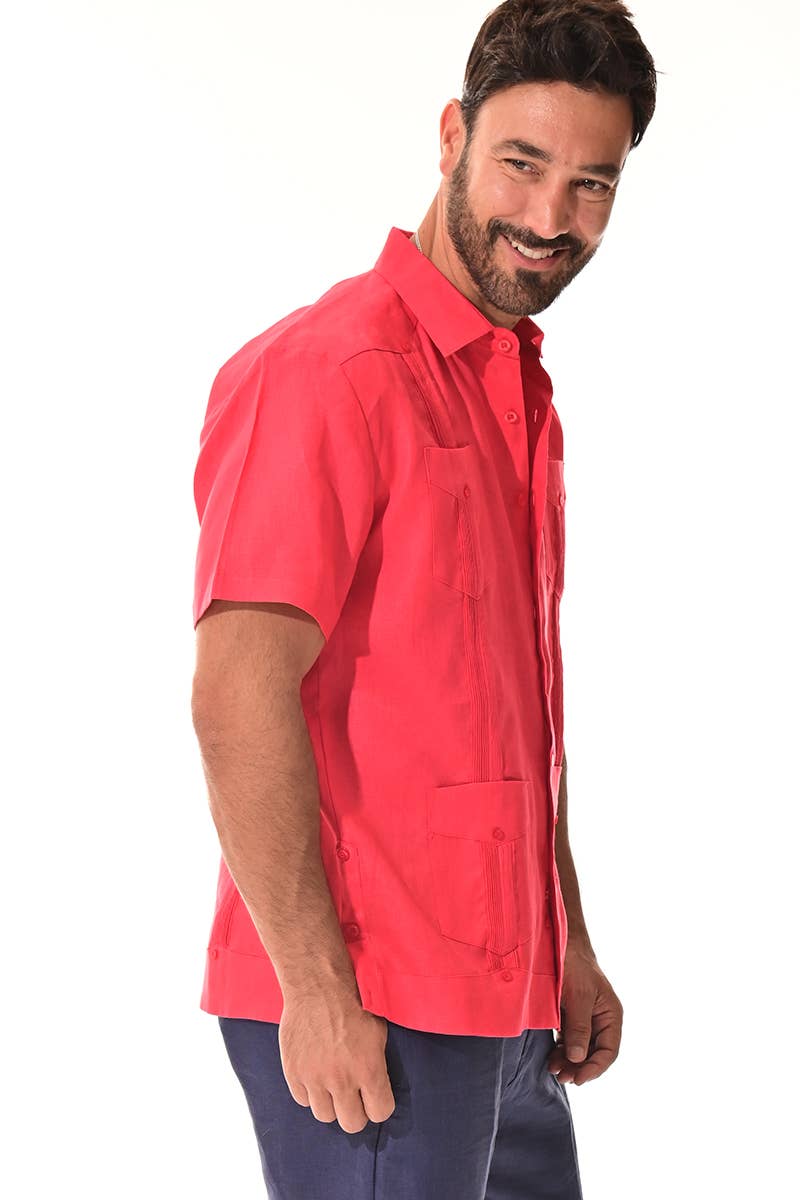 Azucar & Bohio - Wholesale Button Down Shirt - Men's - Men's Guayabera S/S Shirt 100% Linen Traditional-A-LS39917