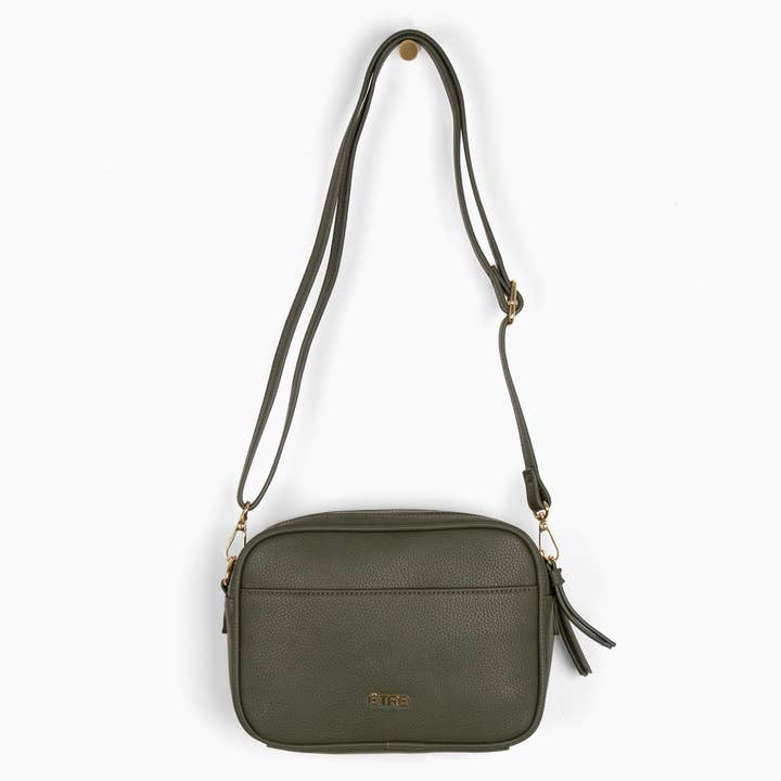 Willa Crossbody Bag - Khaki, Pebbled Faux Leather for wholesale by ÊTRE
