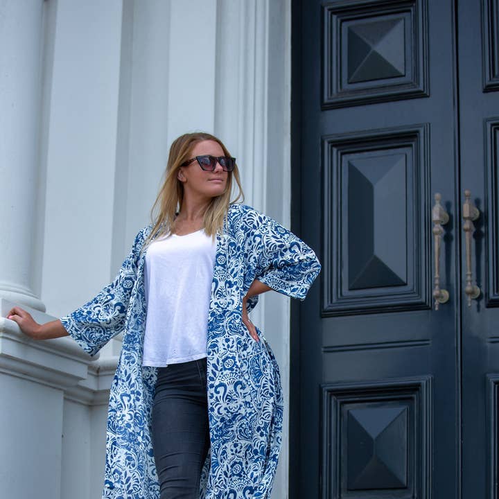 Peignoir Kimono Kimono en coton Frida Saint-Valentin GiftBird pour la vente par Linen Connections