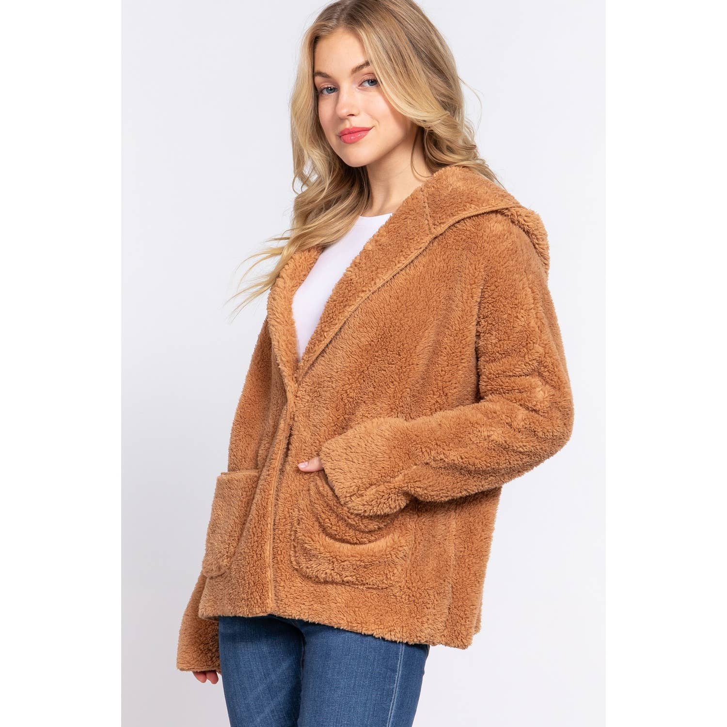 Apolline - Wholesale Jacket - Women's - LONG DOLMAN SLV HOODIE SHERPA JACKET7