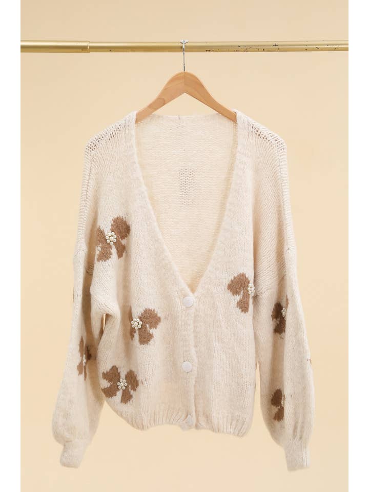 LÉA & LUC - Vente Pull en maille – femme - Gilet motif papillon avec perle REF. 2066610