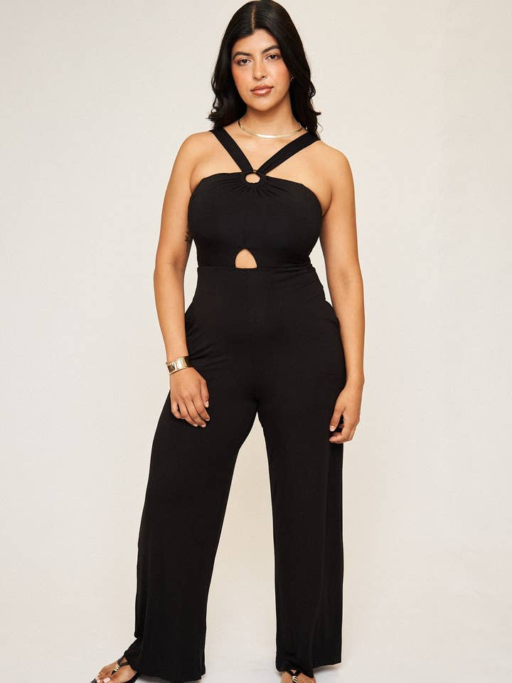 Julia O-Ring Buttersoft Jumpsuit in Black for wholesale by What Lo Wants