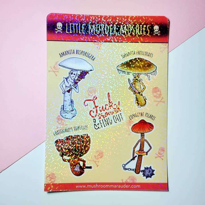 Mushroom Marauder – Großhandel Aufkleber – Little Murder Mushies | Stickerbogen mit 4 Tödlichen Pilzen1