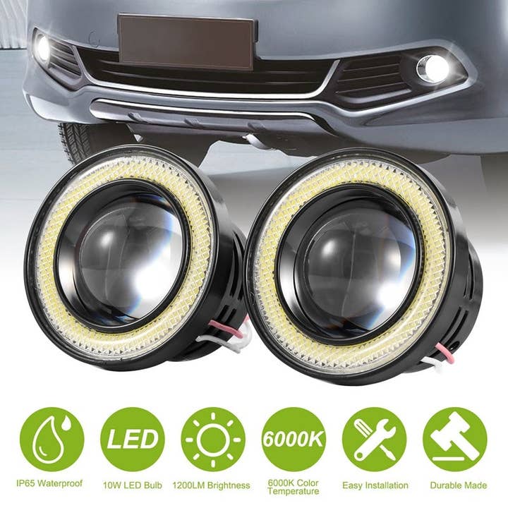 Automatische COB-LED-Nebelscheinwerfer, 1200 LM, 6000 K, Weiß, IP65, wasserdicht, Halo Angel Eye, Ringlampe, für Tagfahrlicht, 12 V, 2 Stück und andere Ergebnisse für cob led im Großhandel. Kostenlose Rücksendungen und 60-Tage-Zahlungsziel auf Faire im Trend auf Faire.