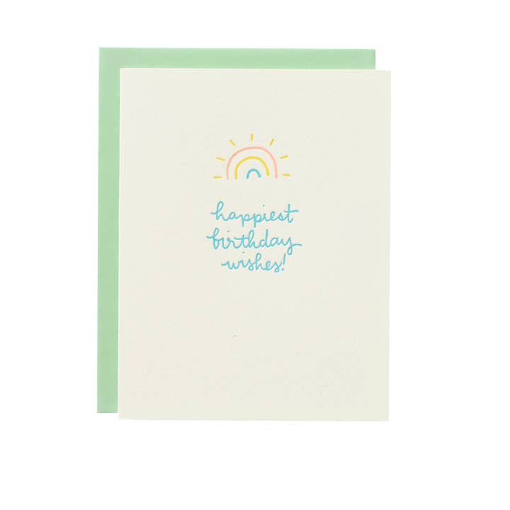 Rainbow Burst - Biglietto di auguri tipografato per la vendita all'ingrosso da parte di Shorthand Press