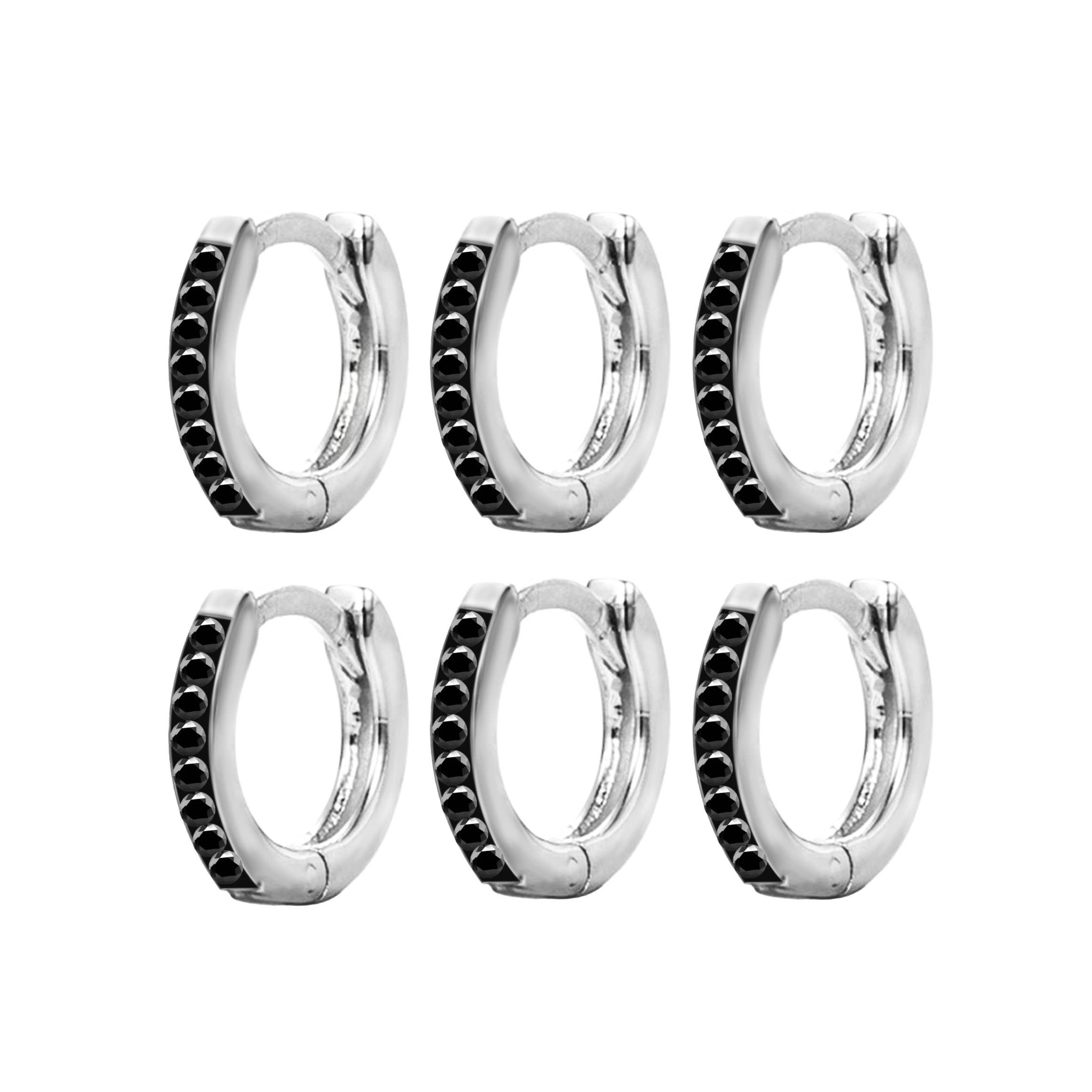 AMORINO SRL - Wholesale Jewelry Set - SET OF 6 HOOP EARRINGS WITH RHINESTONES - DH2264D728/E269 SILVER0