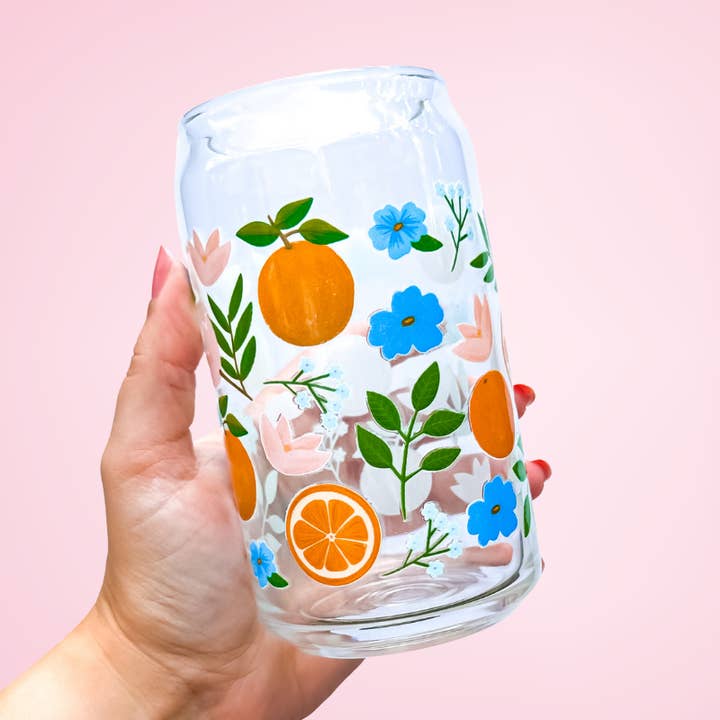 Orange Grove | Libbey Glass Beer Can Iced Coffee Glass for wholesale by Oak Shore Collective LLC