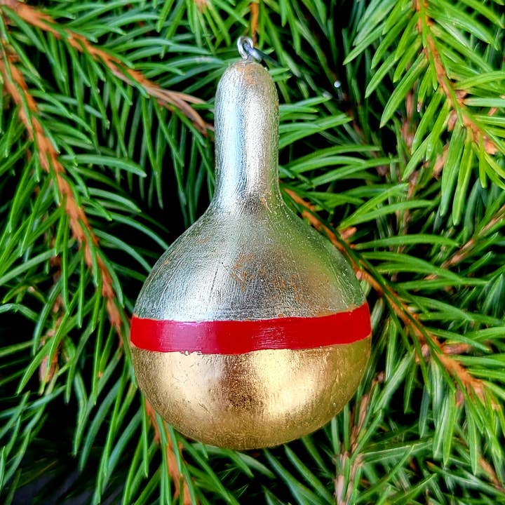 Silver, Gold, and Red Mini Gourd Ornament for wholesale by Full Circle CraftWorks