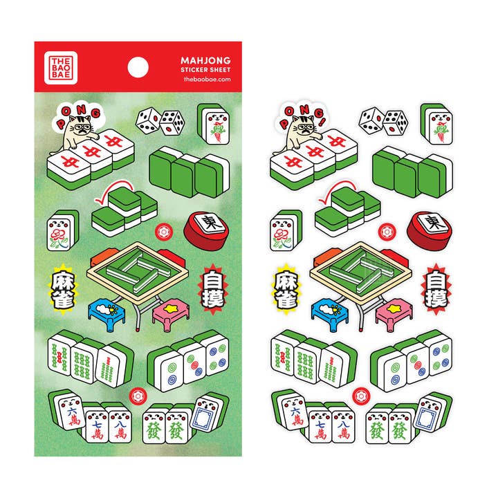 Mahjong Sticker Sheet for wholesale by The Bao Bae