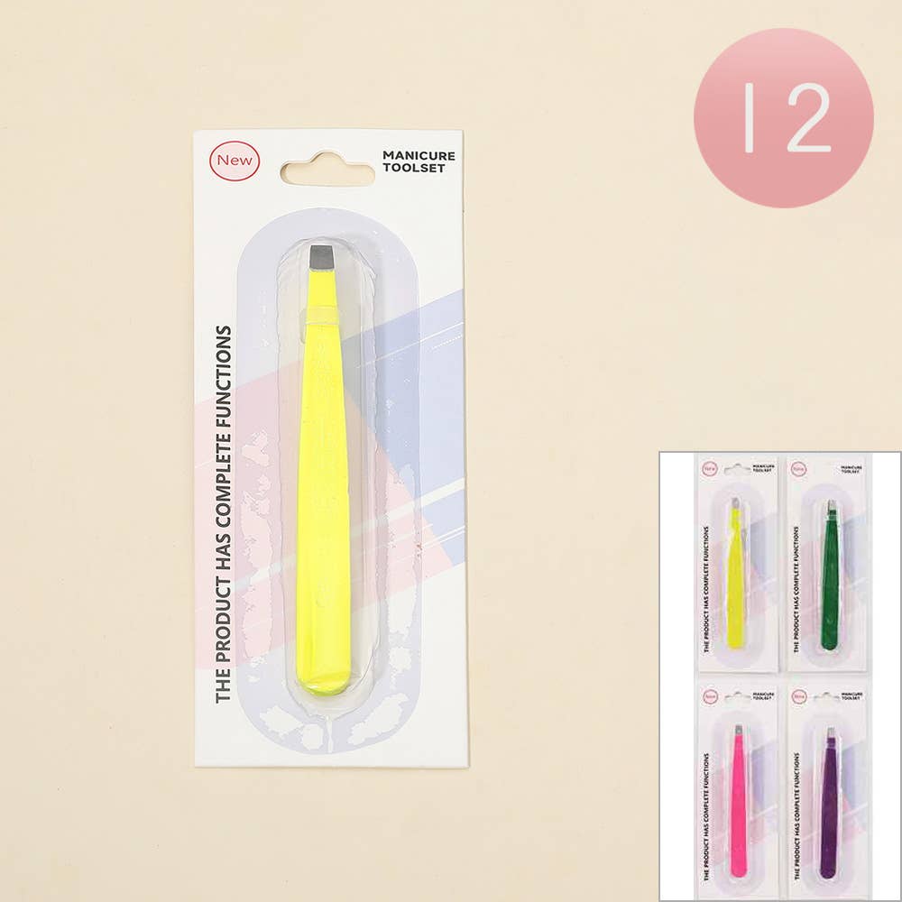 Sensibling Corp. - Wholesale Tweezers - 12PCS - Slant Tip Tweezers0