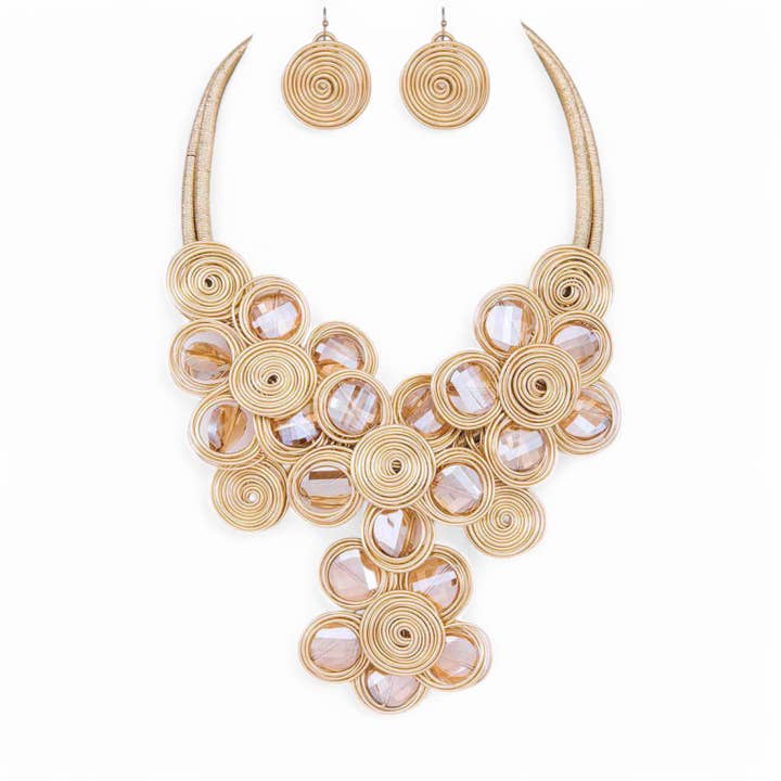 LA Jewelry Plaza - Vente Parures de bijoux - Ensemble de collier à pendentif fleur câblée