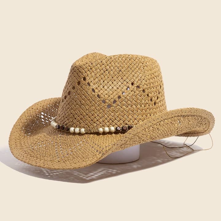 Anarchy Street - Wholesale Fedora - Women's - Mixed Beaded Strap Western Fedora Straw Hat0