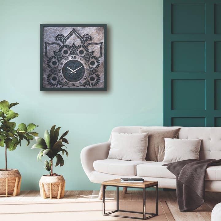 Onn Studio Teal Square Patina Spiegel Oversized Handgemaakt voor wholesale door Onn Studio By Merit Home