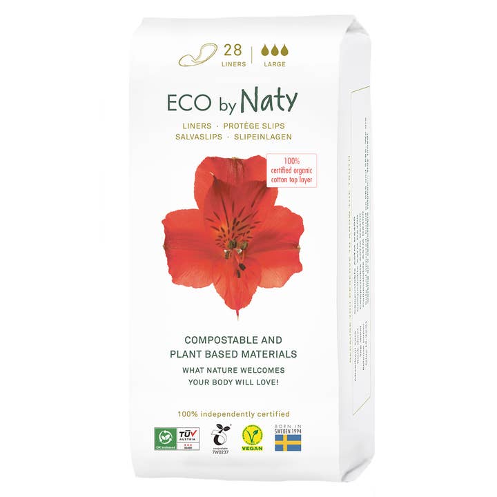 Eco by Naty - Wholesale Period Underwear - Women's - Panty Liners Large, Compostable, 28 Pcs
