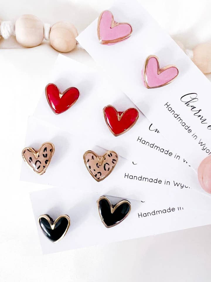 Valentine’s Day heart earring handmade for wholesale by Charm and Clay