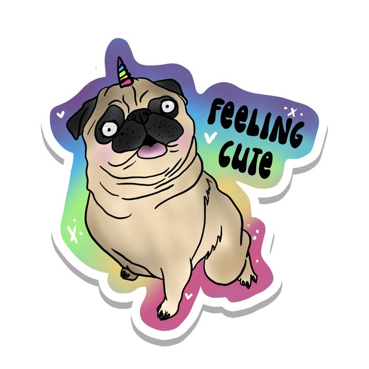 Pug | Dog | Unicorn | Cute | Animal | Vinyl Sticker | 2.6" for wholesale by Rebel and Siren Stickers