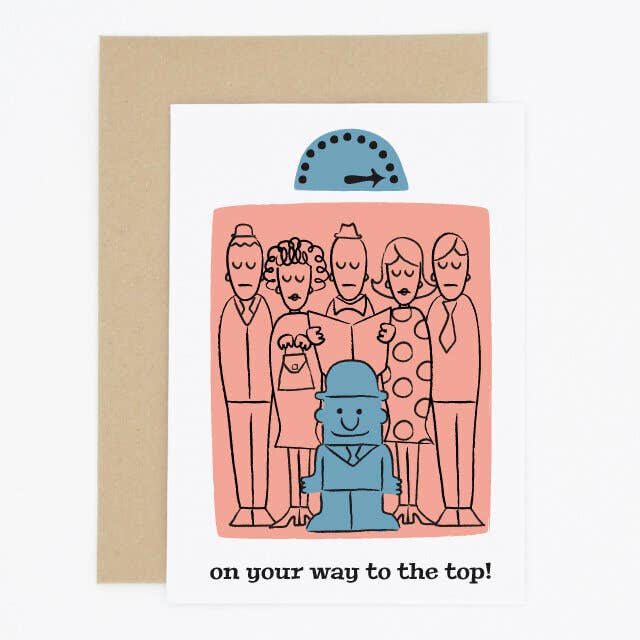 Carte de félicitations pour ascenseur pour la vente par Madame Annie et Fils