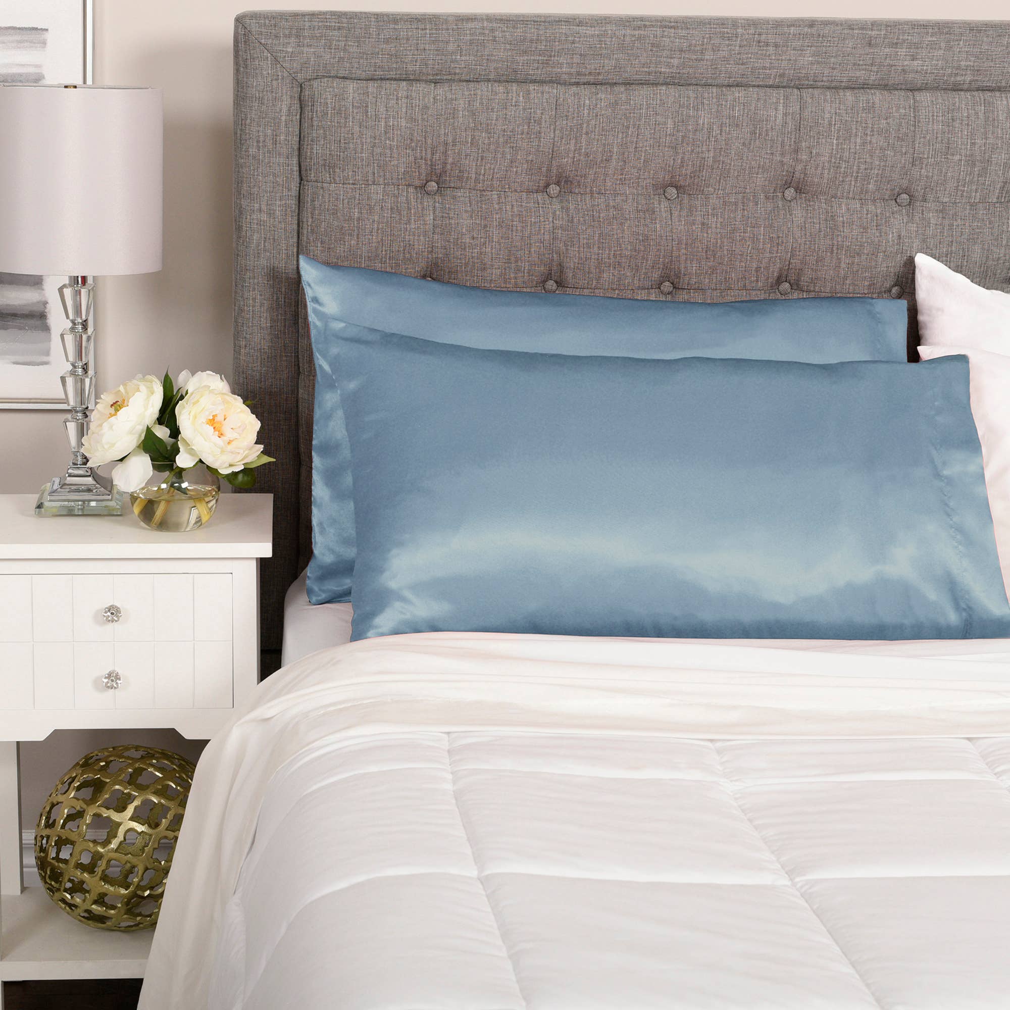 Wholesale 2Piece Queen Satin Pillowcases, Blue 20" x 32" for your