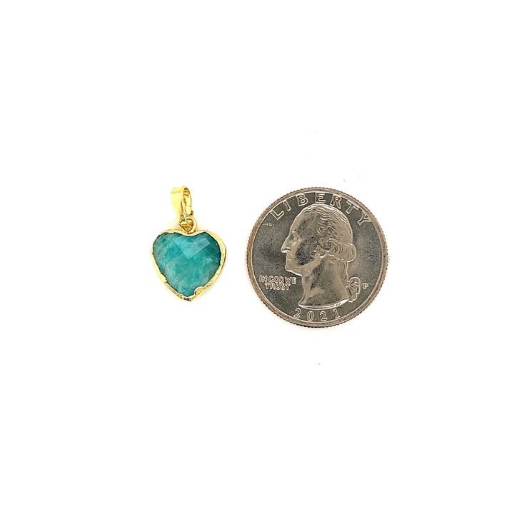 The Bead Bazaar - Wholesale Individual charm/pendant - Gemstone Heart Charm, Amazonite Heart Pendant For Necklace,1