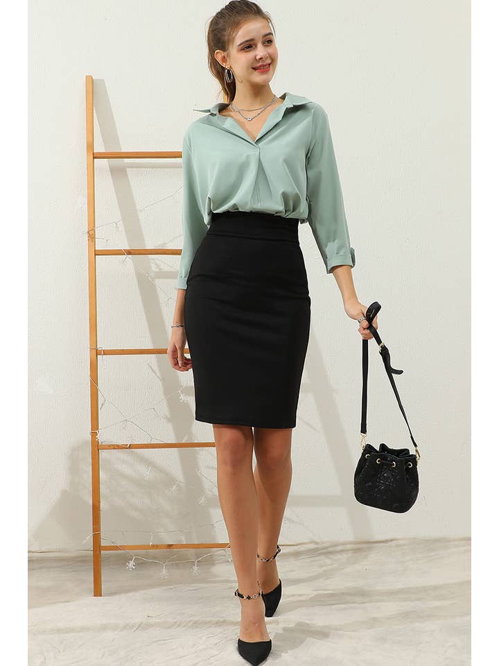 NINEXIS - Wholesale Skirt - Women's - CWBMS072_CAUSAL EASY MIDI OFFICE SKIRTS WITH BACK SLIT10