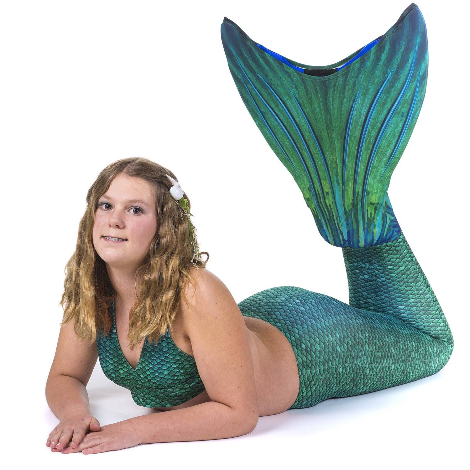 Sun Tail Mermaid - Wholesale Beach/Pool Toy - Kids & Baby - Siren Green Mermaid Tail + Monofin Set for kids, girls, teens, and women (pool toy)8