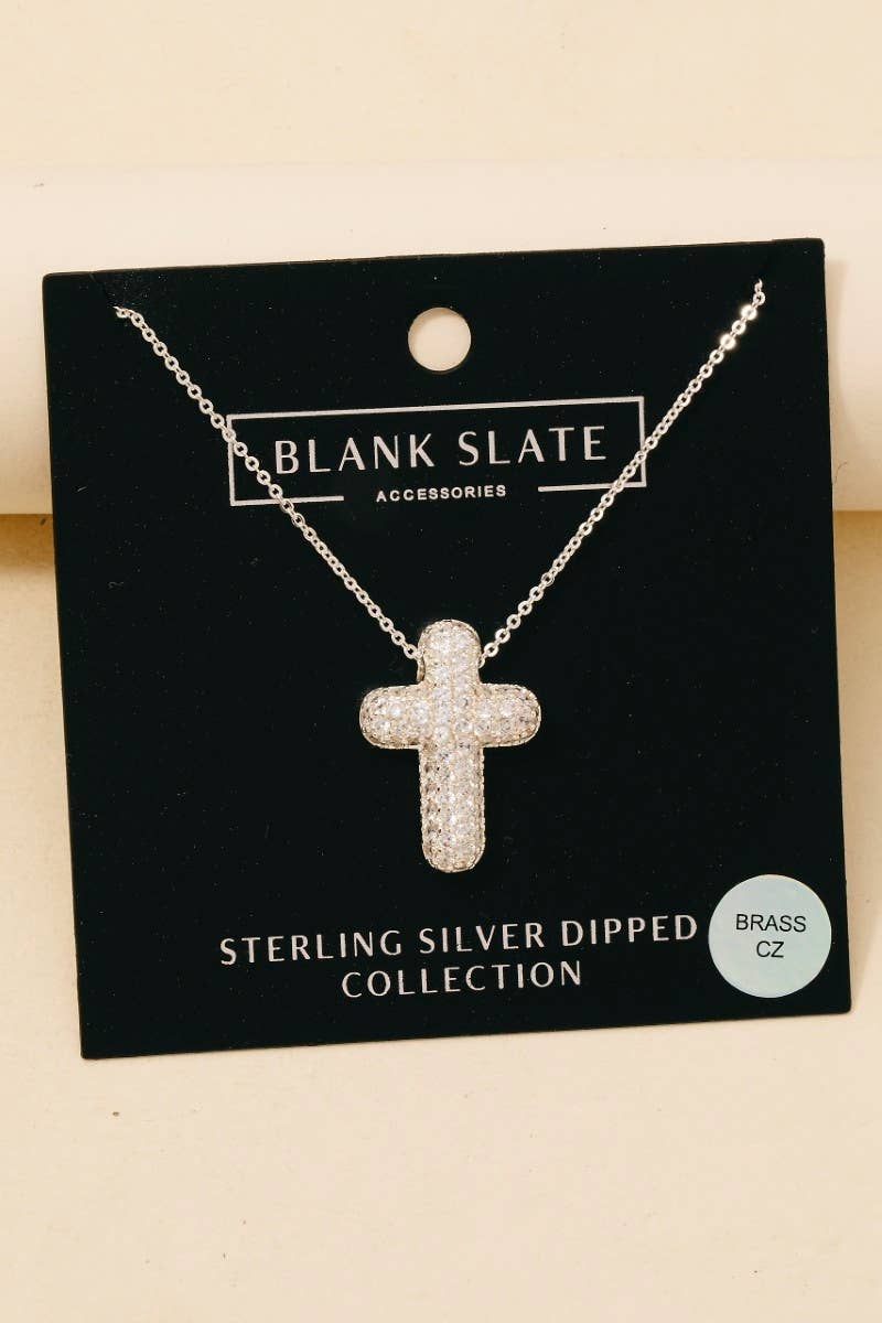 Anarchy Street – wholesale Pendant/charm necklace – Gold Dipped Cz Pave Bubble Cross Pendant Necklace2