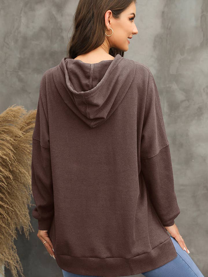 Lily Clothing - Wholesale Hoodie - Women's - CASUAL TEXTURED HOODIE WITH LARGE POCKET HOODIE7