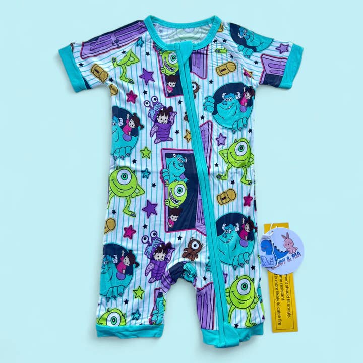 Monster bamboo convertible shorty zippy romper for wholesale by CEDDY & RIA