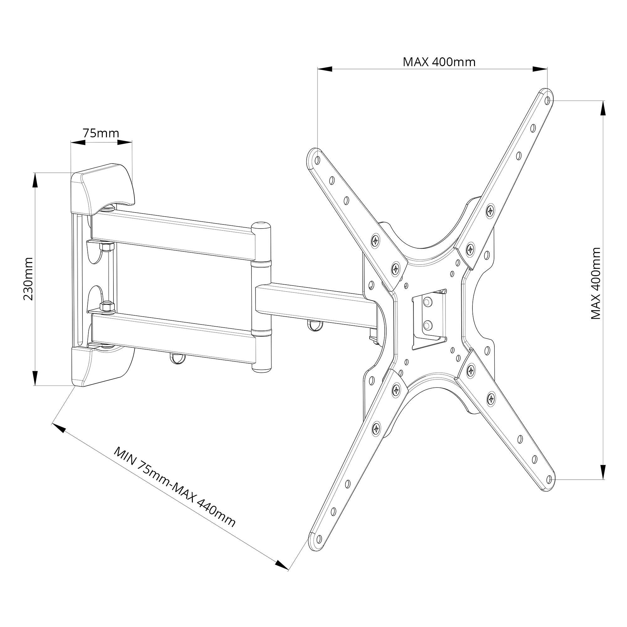 nero Supporto da parete per TV WM-ST3-55 per schermi da 25" a 55" in vendita all'ingrosso su Faire2