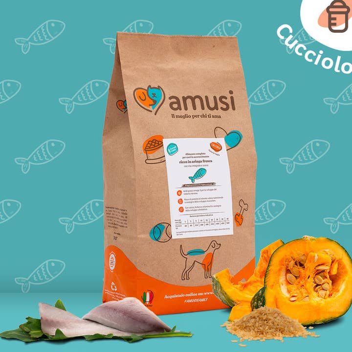 Herring with Brown Rice and Pumpkin for Puppy 3 kg for wholesale by Pettech S.r.l.