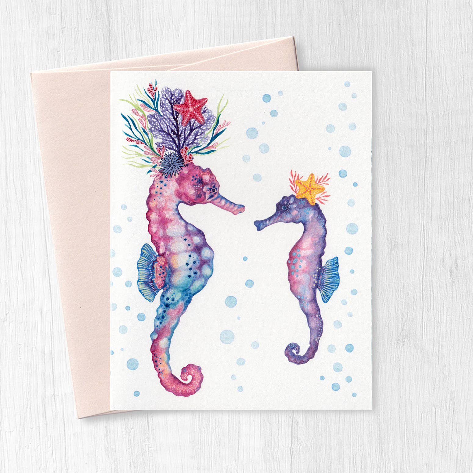 Christine May Brand, Nature + Pigment - Wholesale Everyday Greeting Card - Mom and Baby Seahorse Card0