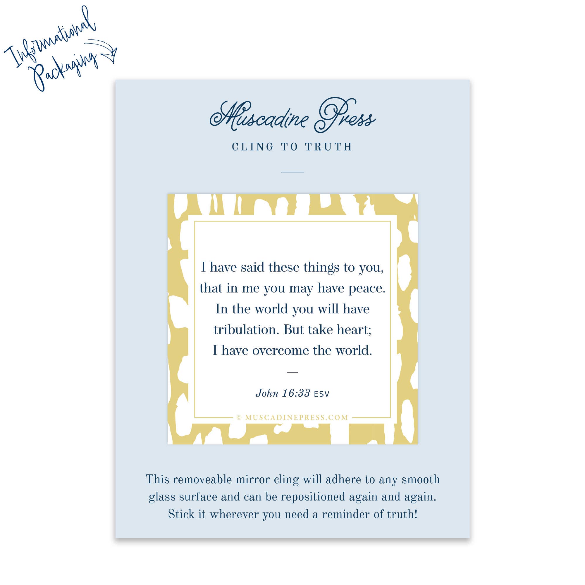 Muscadine Press - Wholesale Sticker - Scripture Static Cling, Take Heart1