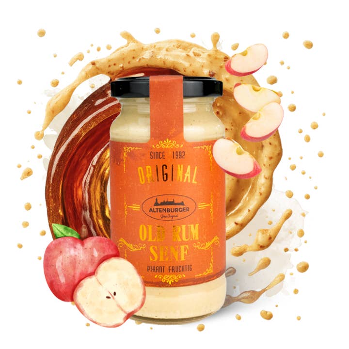 Old Rum Sennep - medium krydret/krydret frugtagtig for engroshandel hos Altenburger Senf & Feinkost GmbH & Co. KG