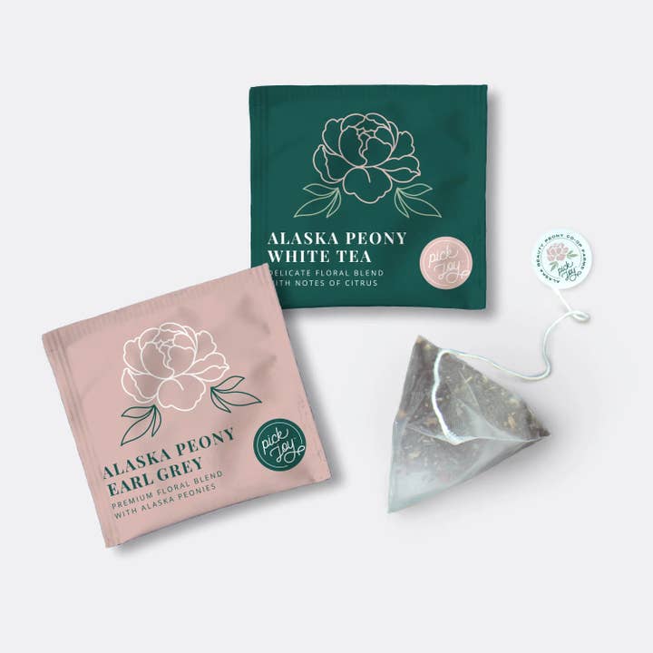 Alaska Peony Teas - Individually Wrapped Tea Sachets for wholesale by Alaska Beauty Peony Cooperative