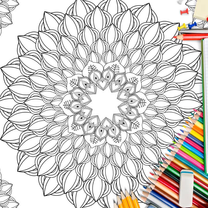 InStead Marketing LLC (dba Gussied Ups) - Venta al por mayor Libro para colorear - Adultos - Hoja para colorear con mandala gigante, 11 x 17 pulgadas