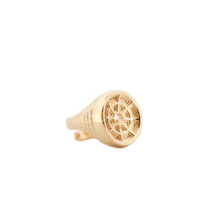 Pantheon Signet Ring For Her In Gold Plated Silver per la vendita all'ingrosso da parte di Co.ro Jewels