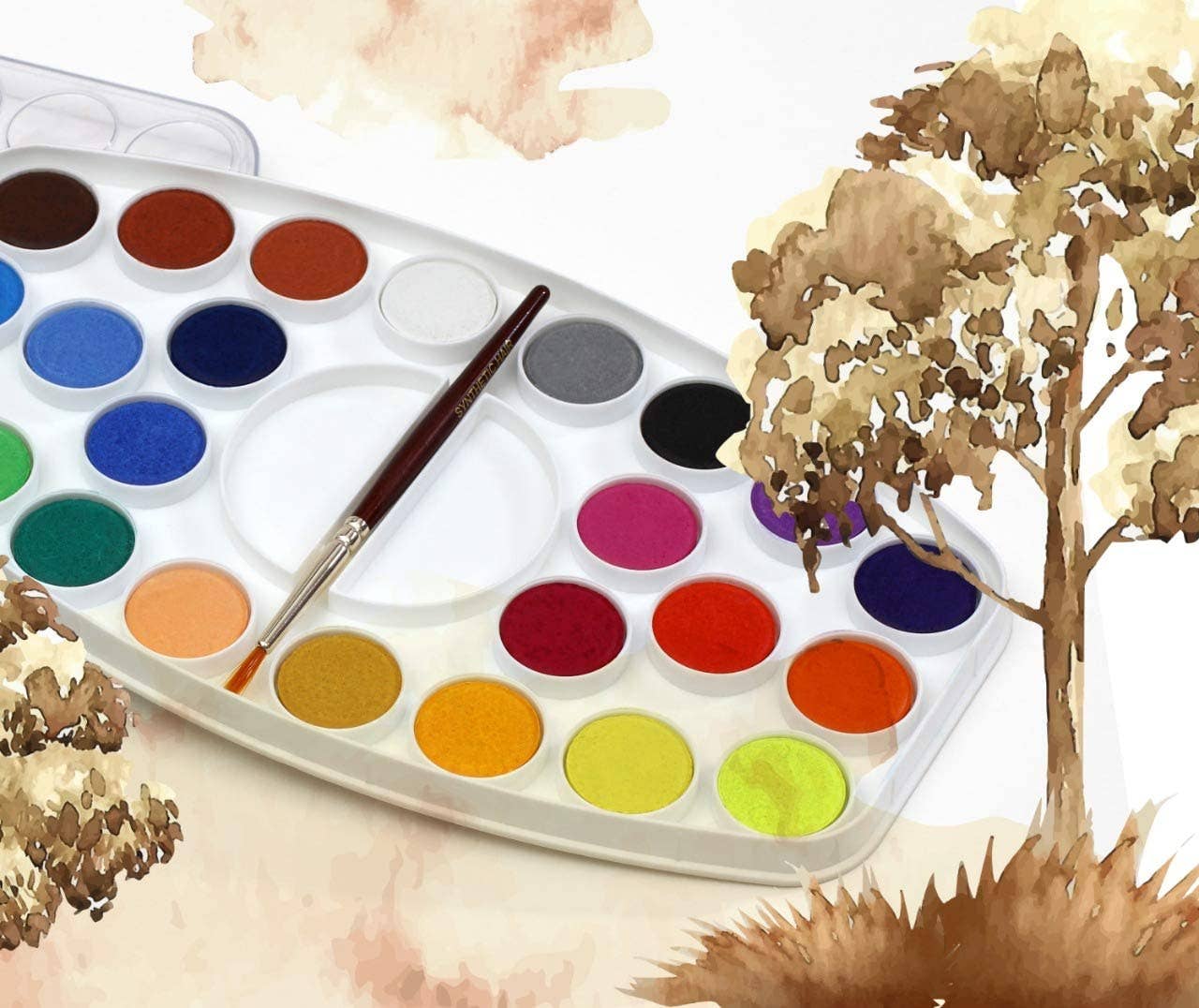 Liquidraw – wholesale Watercolour paint – Liquidraw Watercolor Paint Set 24 Colours with Palette & Brush Watercolour Painting for Adults and Kids4